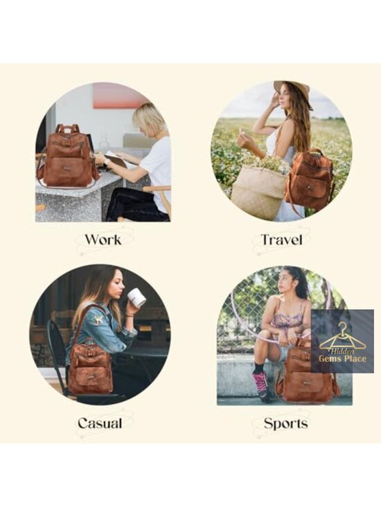 Small Faux Leather Backpack Purse Waterproof Anti-theft Convertible Handbag